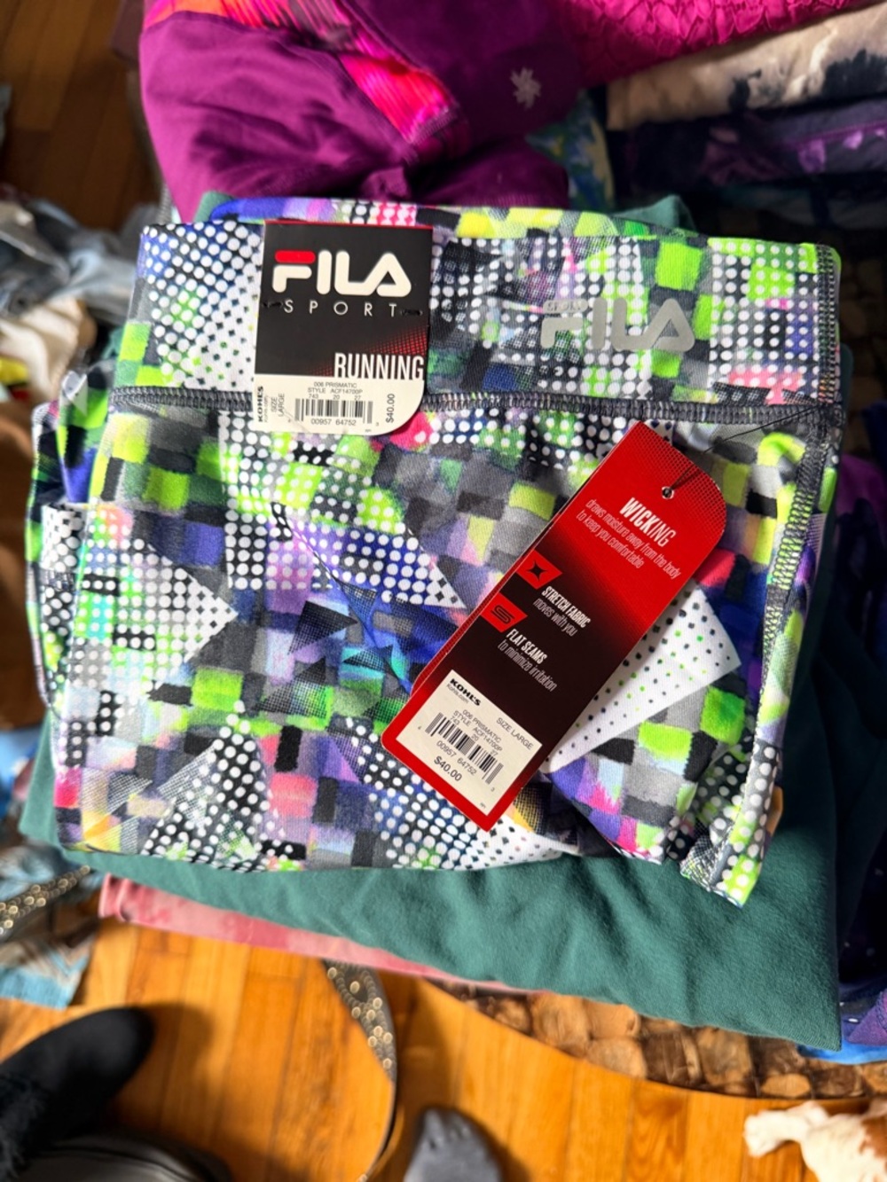Fila Women's Multicolor Geometric Running Leggings